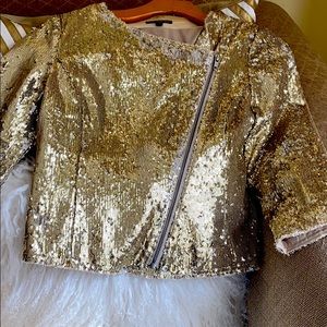 Gold sequin cropped jacket